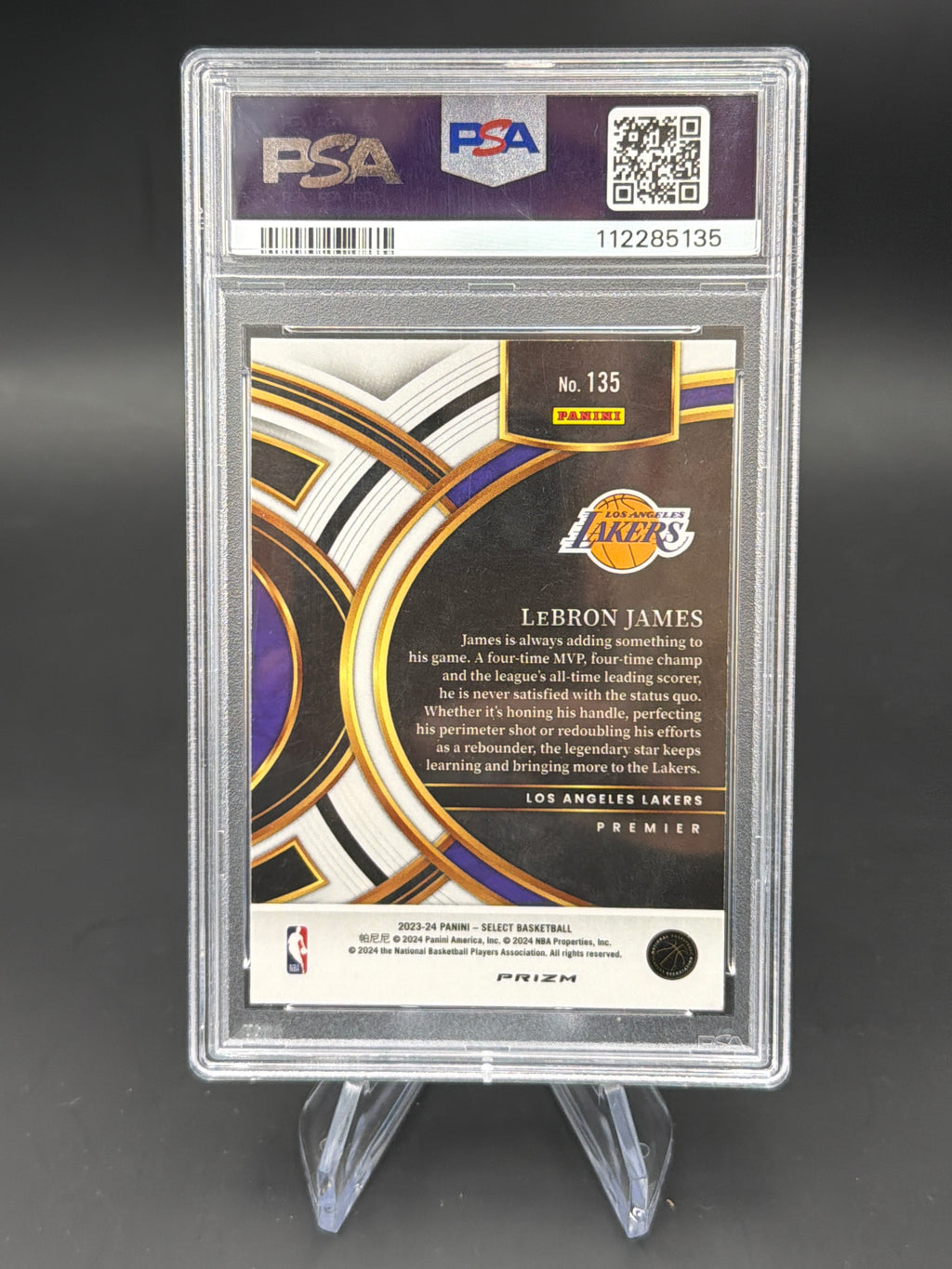 Panini Select NBA 23/24 LeBron James 135 Tiger Prizm PSA 9