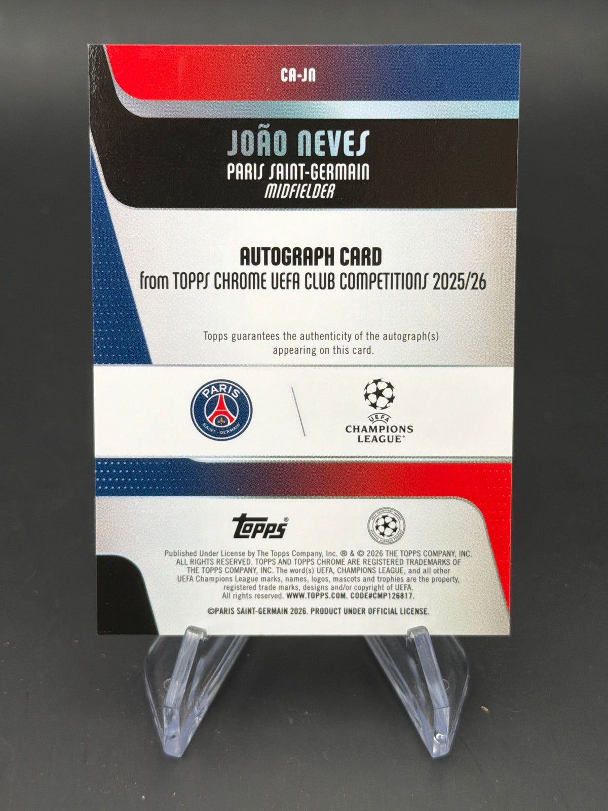 Topps Chrome UCC Logofractor João Neves CA-JN /25 Auto