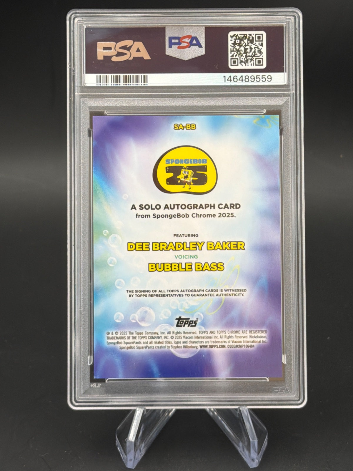 2025 Topps Chrome Spongebob Bubble Bass Autograph Black /10 SA-BB Dee Bradley Baker – Bild 2