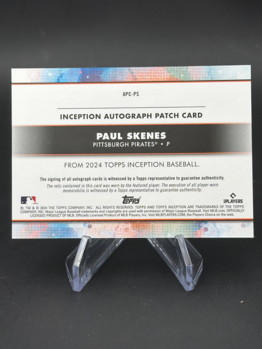 2024 Topps Inception Baseball APC-PS Paul Skenes RC Patch Auto /200 – Bild 2