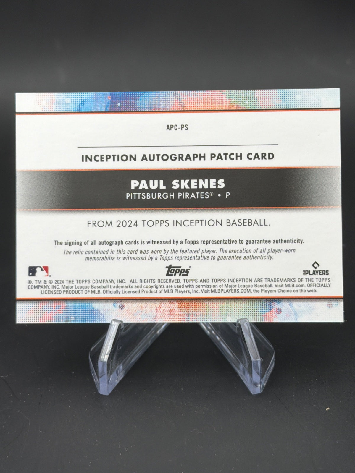 2024 Topps Inception Baseball APC-PS Paul Skenes RC Patch Auto /200 – Bild 2