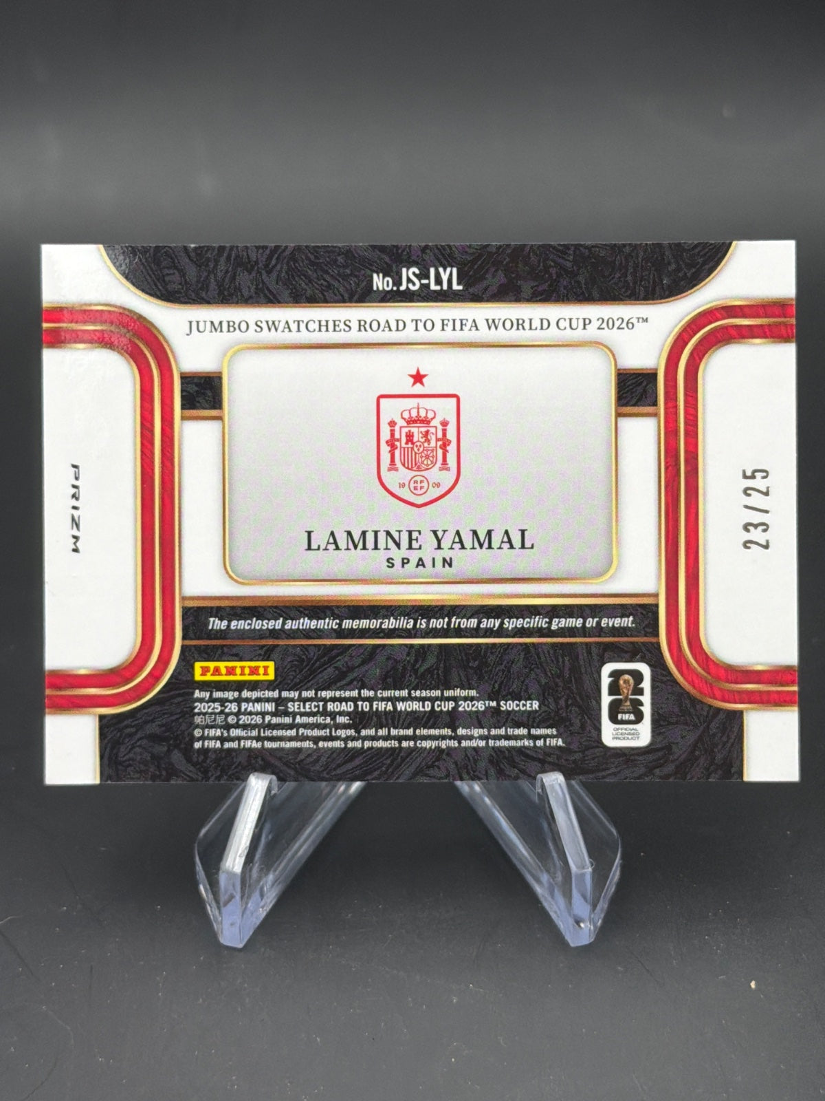 2026 Panini Select FIFA World Cup 26 Lamine Yamal Patch /25 JS-LYL – Bild 2