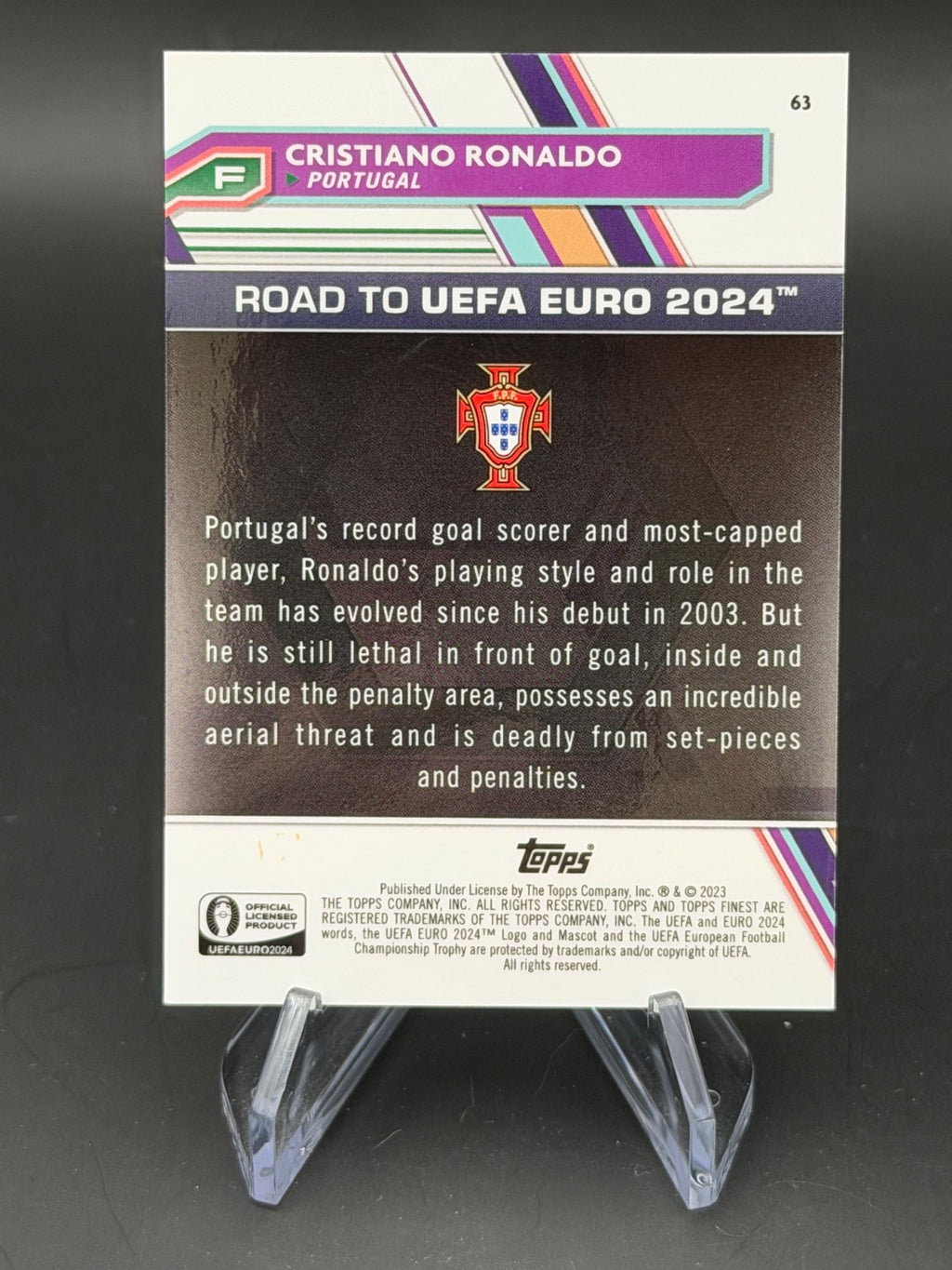 2024 Topps Finest Road to UEFA Euro 2024 63 Cristiano Ronaldo /99 – Bild 2