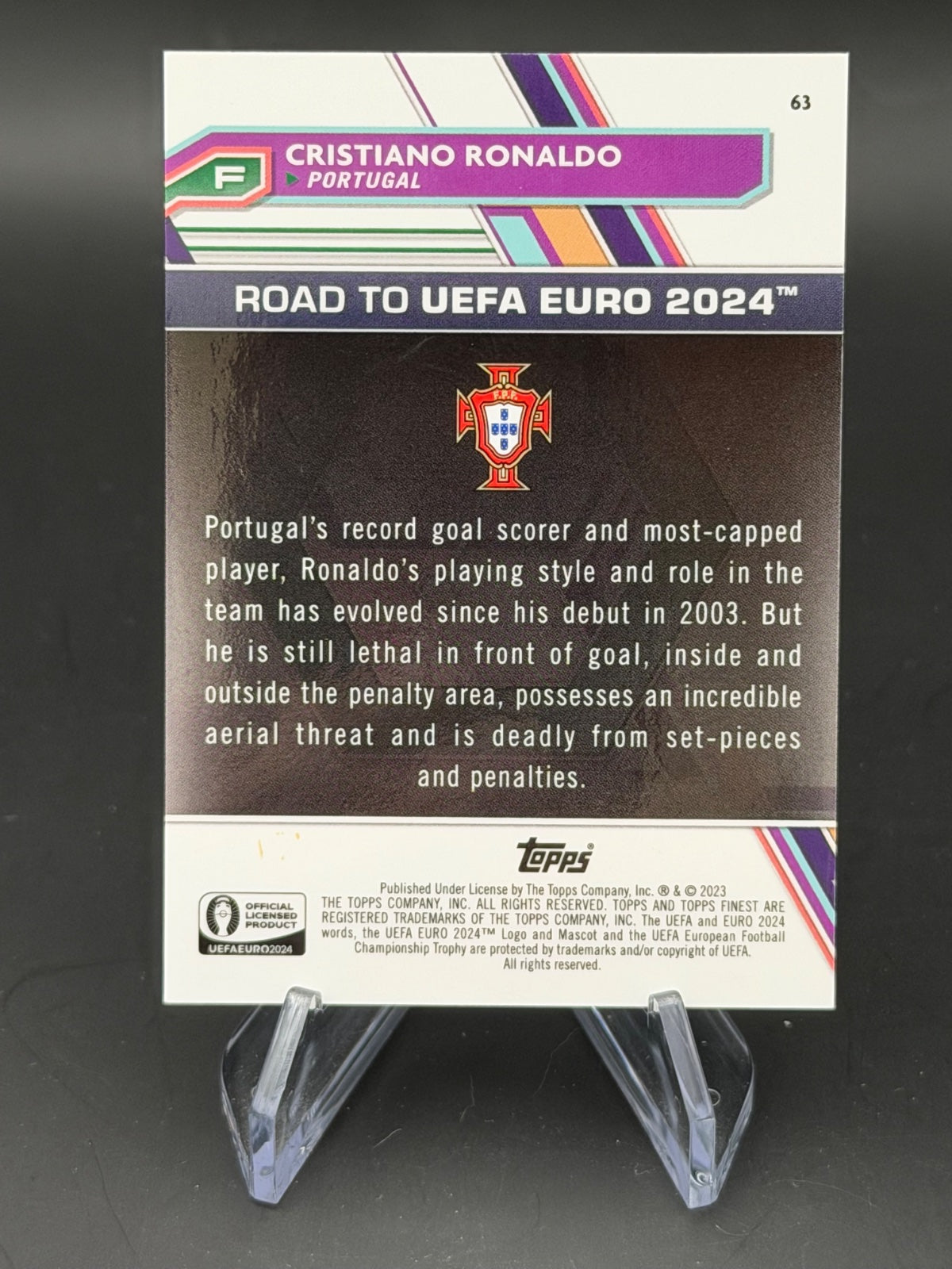 2024 Topps Finest Road to UEFA Euro 2024 63 Cristiano Ronaldo /99 – Bild 2