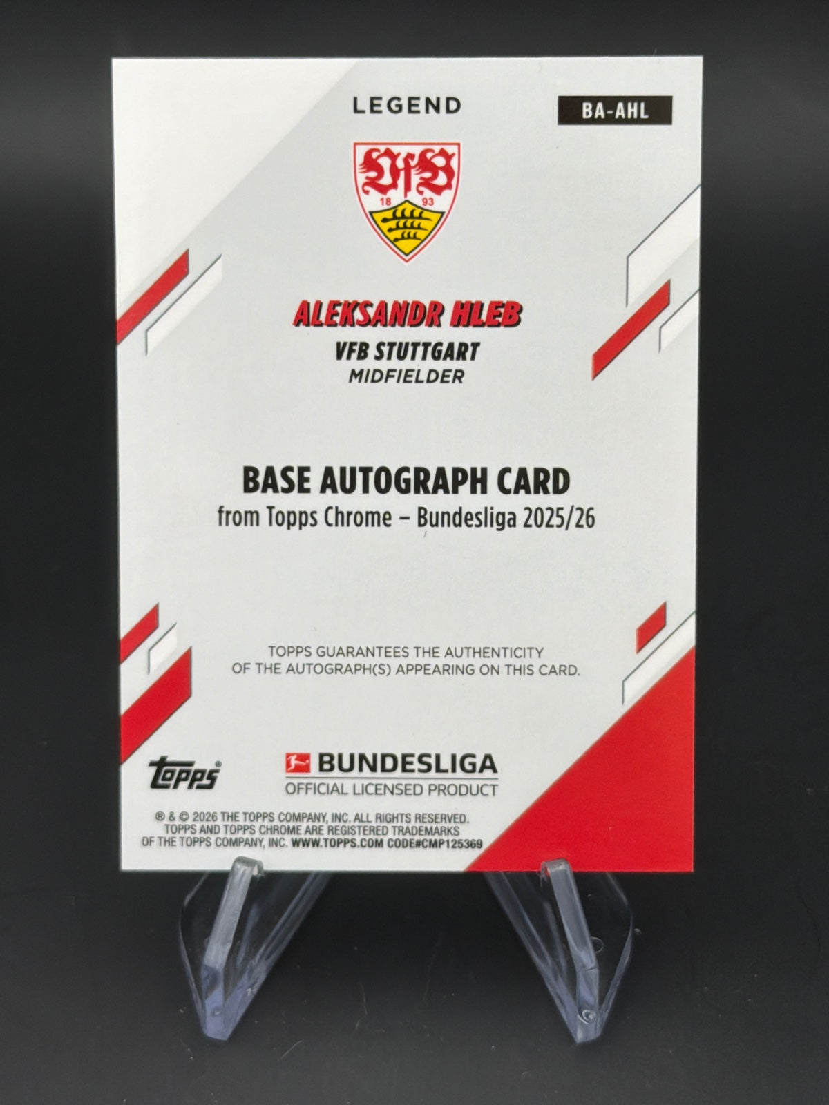2025 Topps Chrome Bundesliga 25/26 BA-AHL Aleksandr Hleb /5 – Bild 2