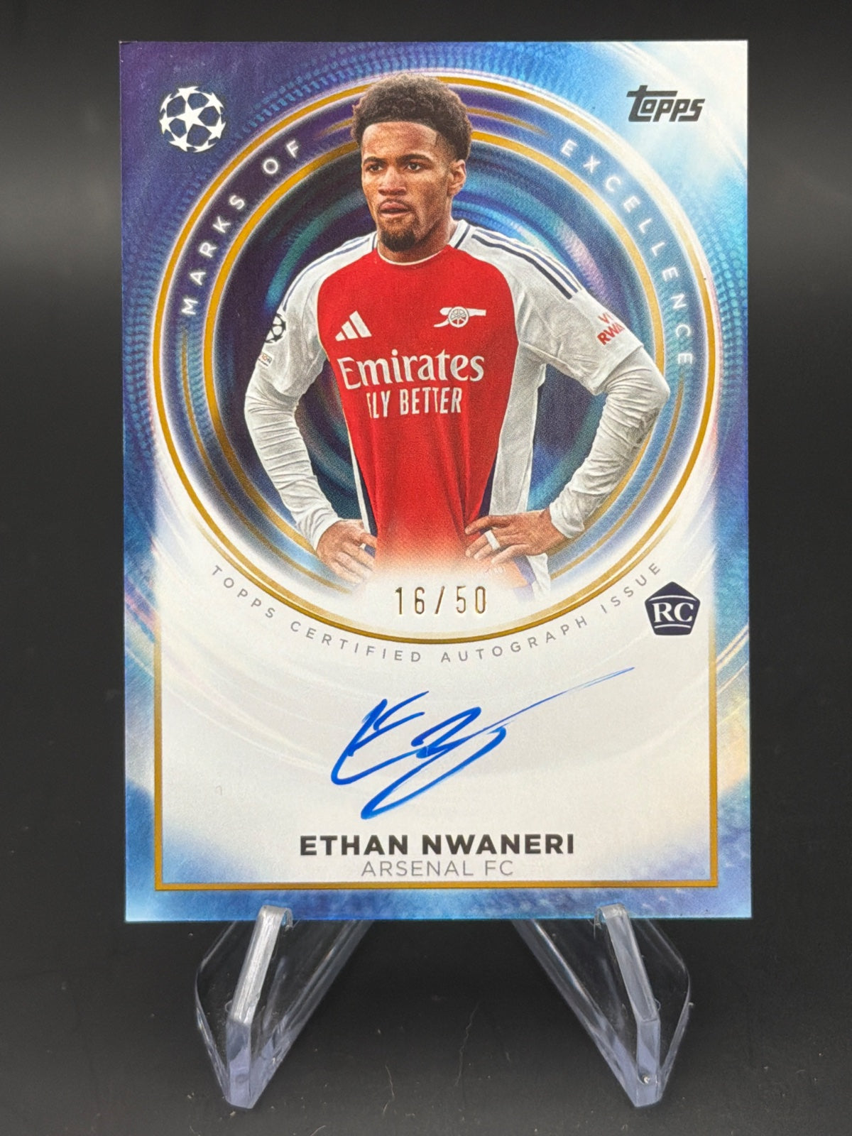 2024 Topps Defintiv UCC 24/25 ME-EN Marks of Excellence Ethan Nwaneri /50 Auto – Bild 1
